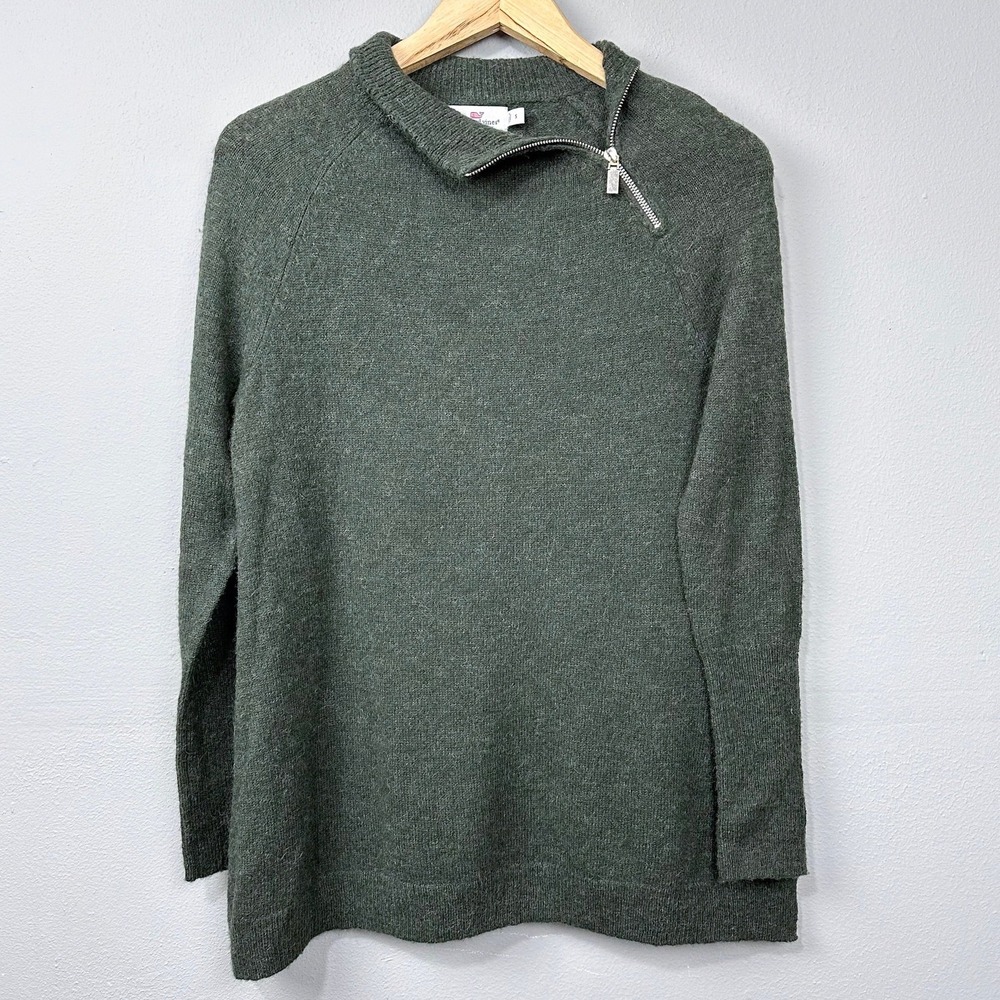 Vineyard Vines Sweater Size S Olive Green Wool Alpaca Blend Quarter Zip‎ Preppy